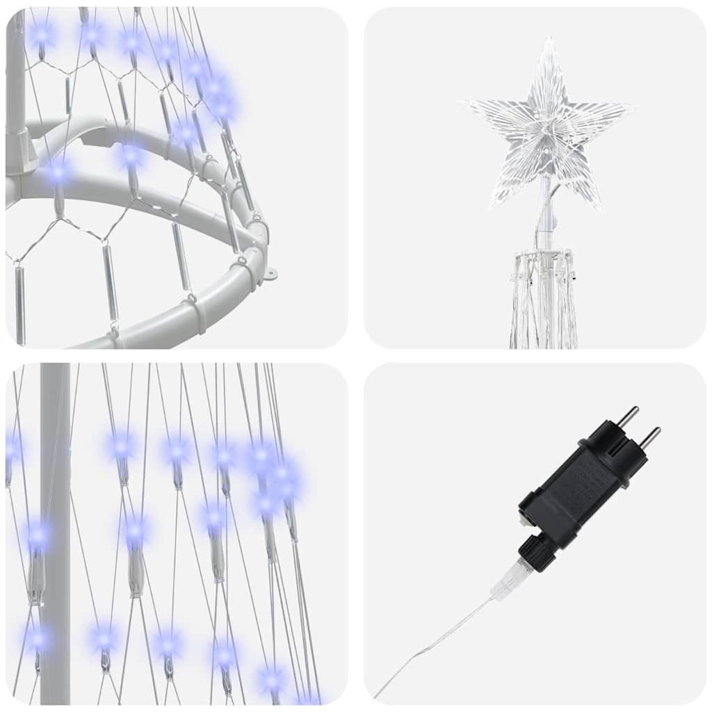 LED-Weihnachtsbaum mit 230 LEDs Blau 51 x 51 x 190 cm Metall