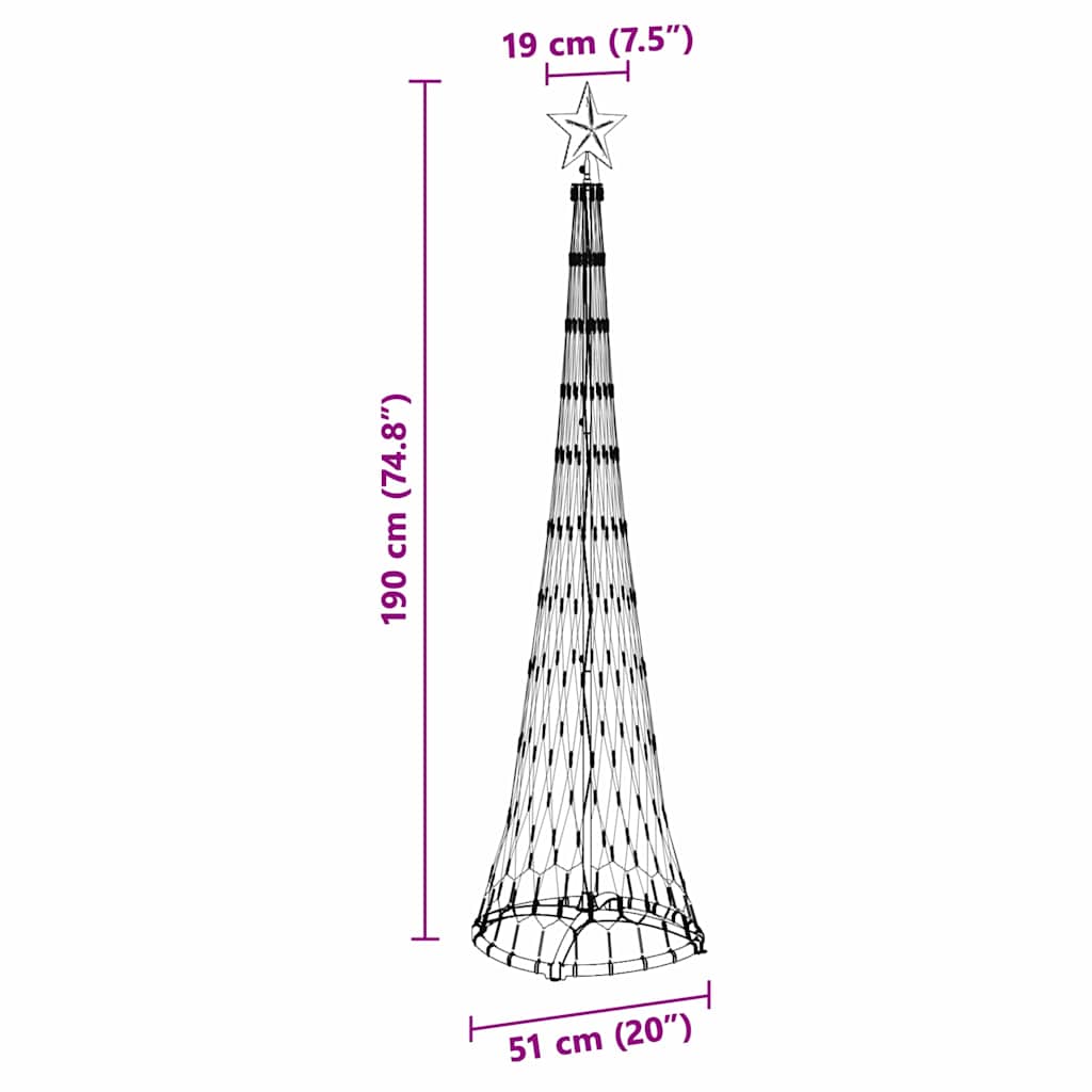 LED-Weihnachtsbaum mit 230 LEDs Blau 51 x 51 x 190 cm Metall