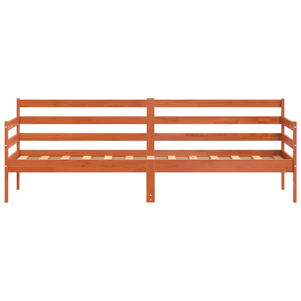 Tagesbett mit Kopfteil Wachsbraun Massives Kiefernholz