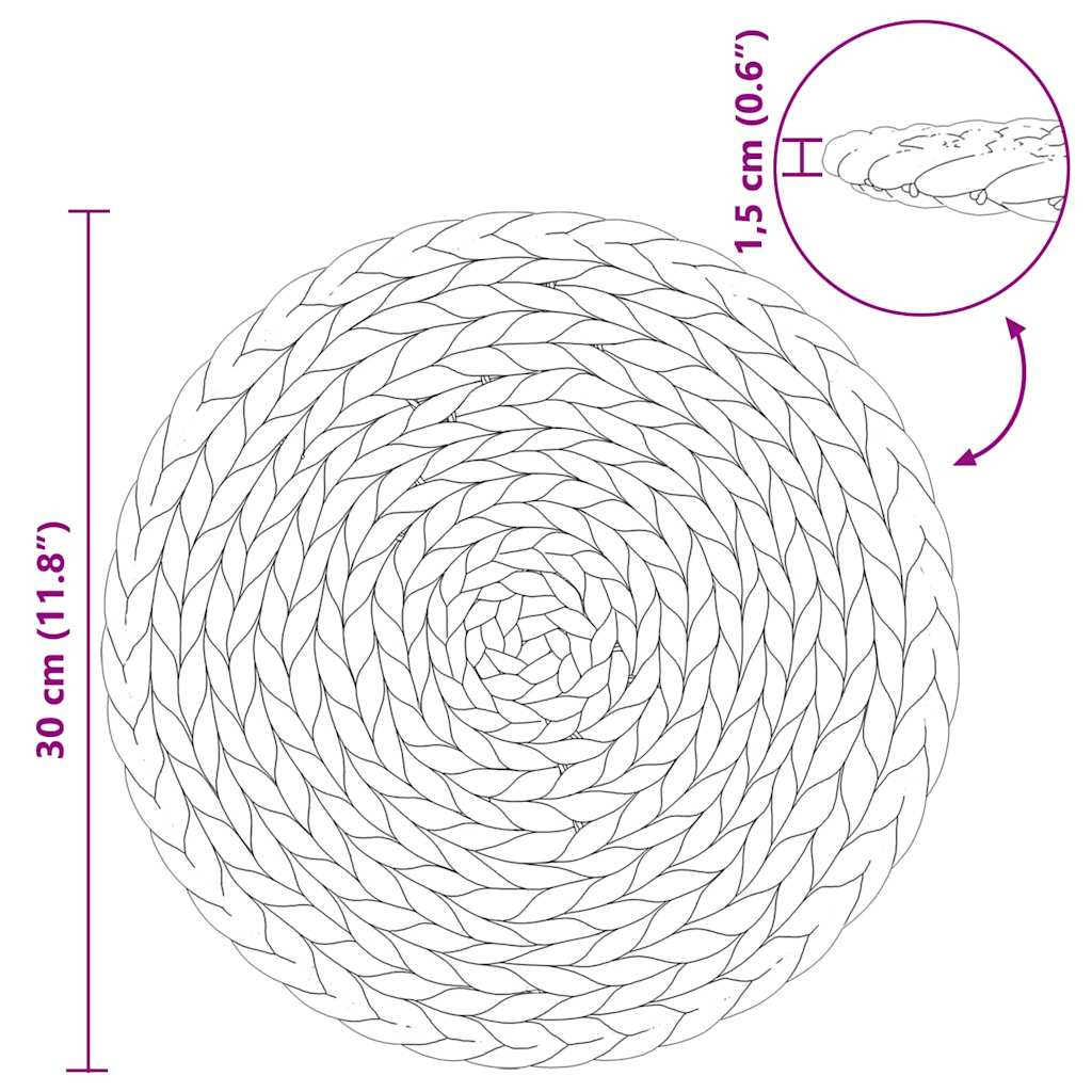 Runde gewebte Tischsets 10 pcs Natur Ø 30 cm Wasserhyazinthe