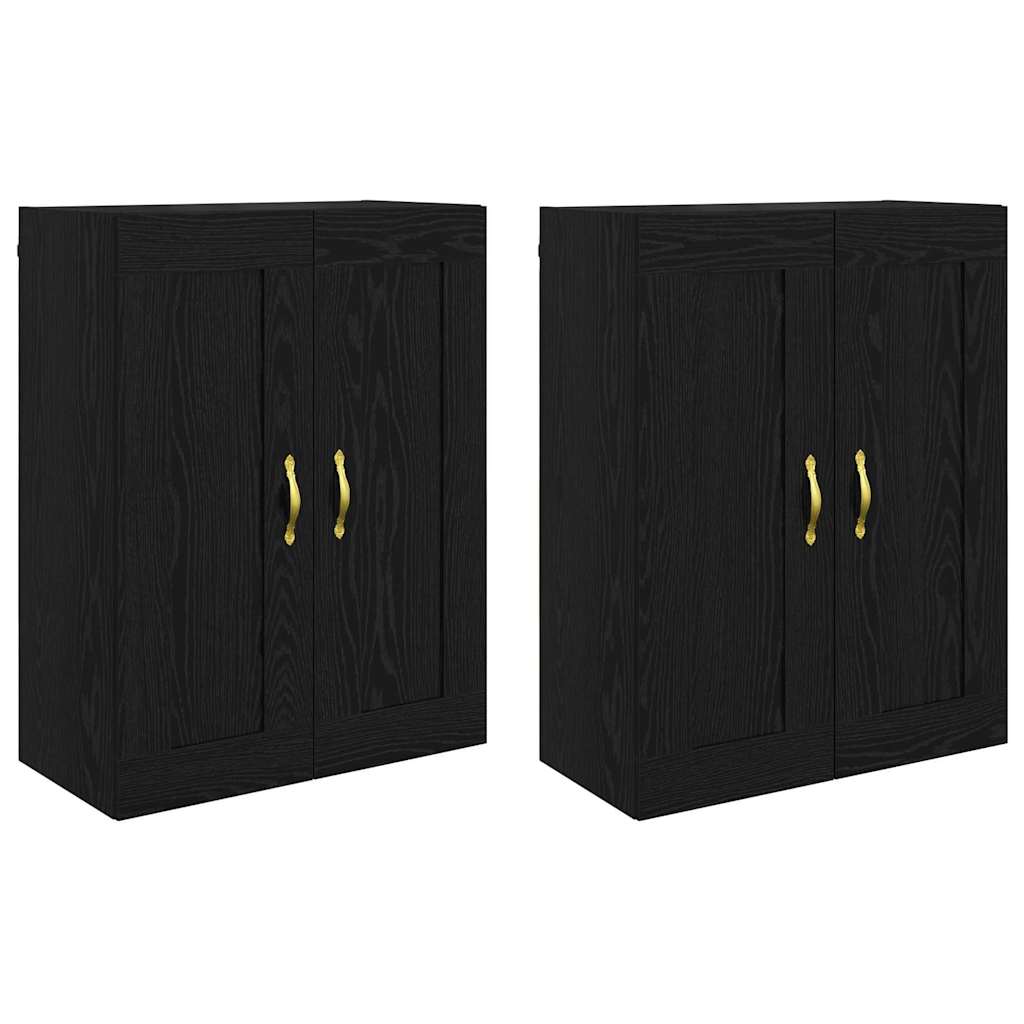 Wandmontierter Schrank 2 pcs Schwarz Eichen-Optik Holzwerkstoff