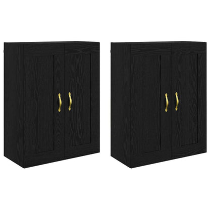 Wandmontierter Schrank 2 pcs Schwarz Eichen-Optik Holzwerkstoff
