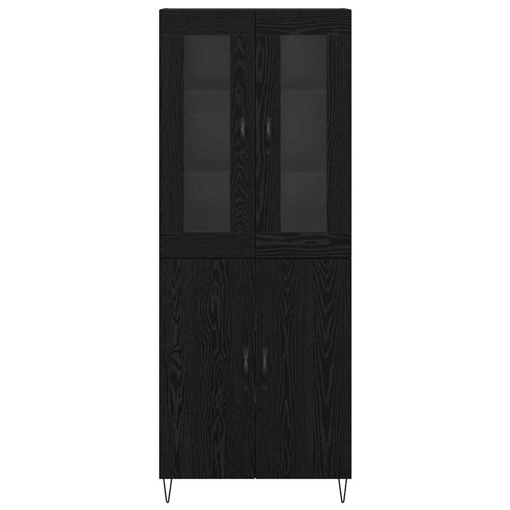 Highboard Weiß und Schwarz Eiche 69,5 x 34 x 180 cm