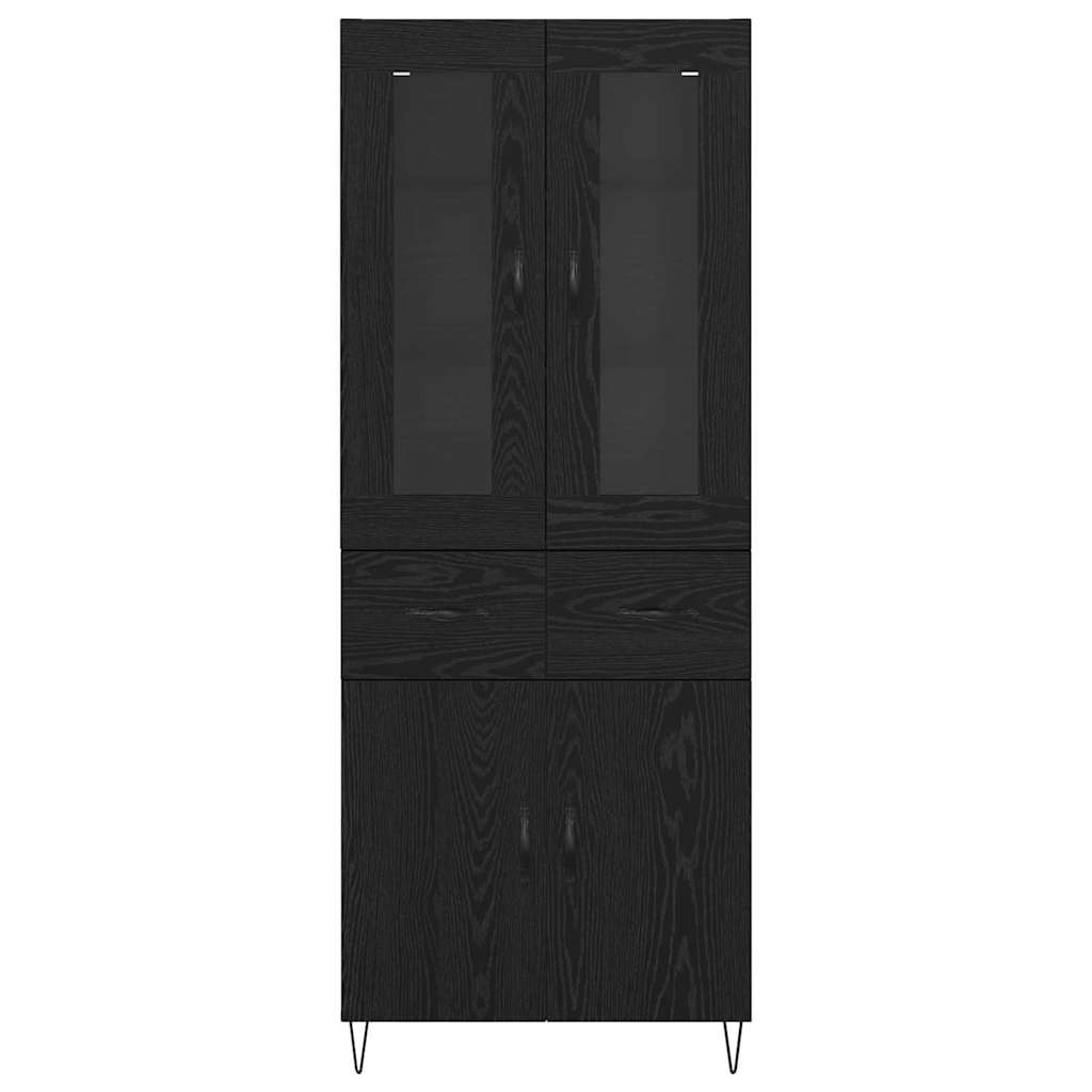 Highboard Schwarz Eichen-Optik 69,5 x 34 x 90 cm Holzwerkstoff
