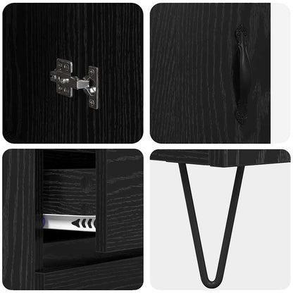 Highboard Schwarz Eichen-Optik 69,5 x 34 x 90 cm Holzwerkstoff