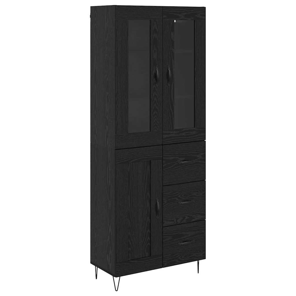 Highboard Schwarz Eichen-Optik 69,5 x 34 x 90 cm Holzwerkstoff