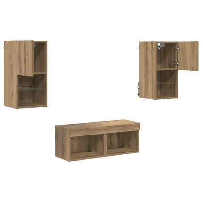 TV-Wandregale Wandmontiert 4 pcs Artisan-Eiche Holzwerkstoff