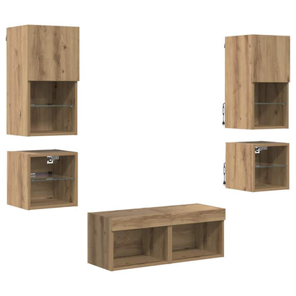 TV-Wandgeräte 8 pcs Artisan-Eiche Holzwerkstoff