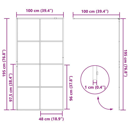 Walk-in Duschwand Schwarz 100 x 195 cm Gehärtetes Glas