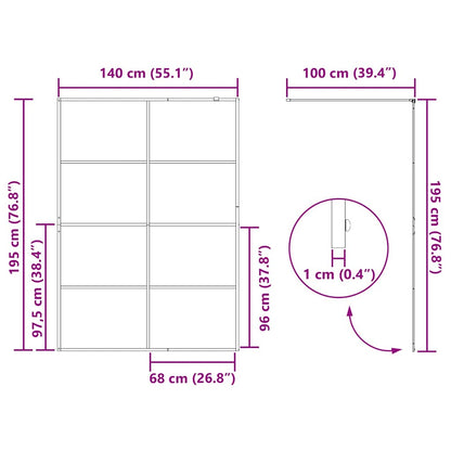 Walk-in Duschwand Gold 140 x 195 cm Gehärtetes Glas