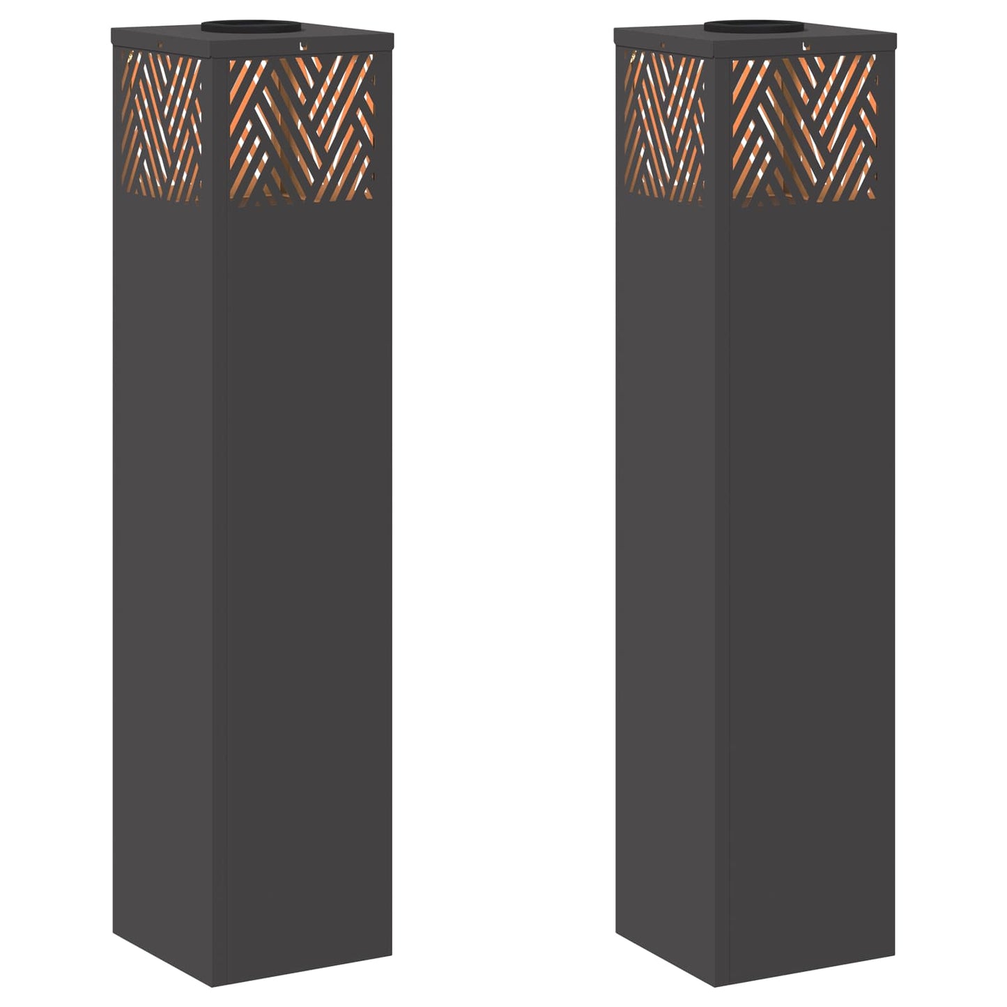 Solar LED Weg Licht 2 pcs Schwarz Kalt gewalzter Stahl