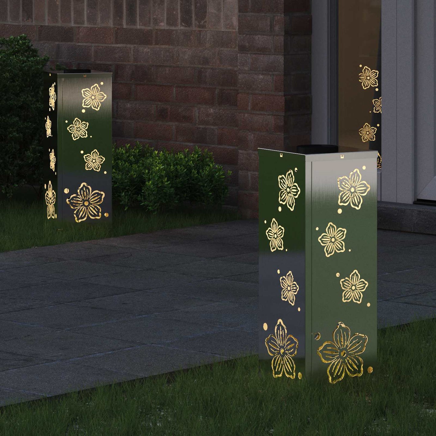 Solar LED Weg Licht 2 pcs Silber Edelstahl