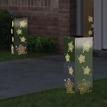 Solar LED Weg Licht 2 pcs Silber Edelstahl