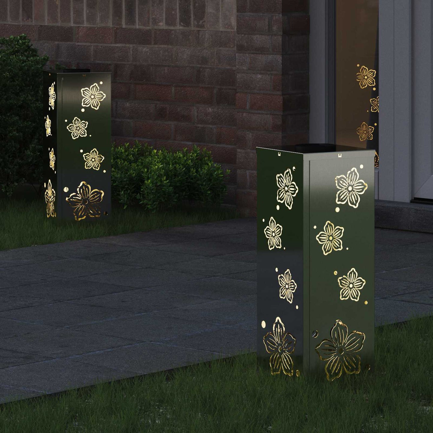 Solar LED Weg Licht 2 pcs Silber Galvanisiertes Stahl