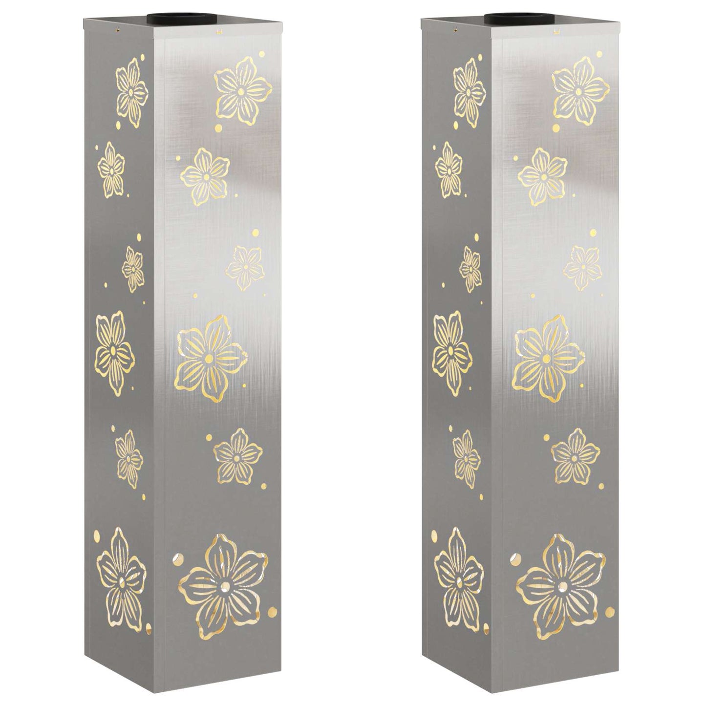 Solar LED Weg Licht 2 pcs Silber Edelstahl