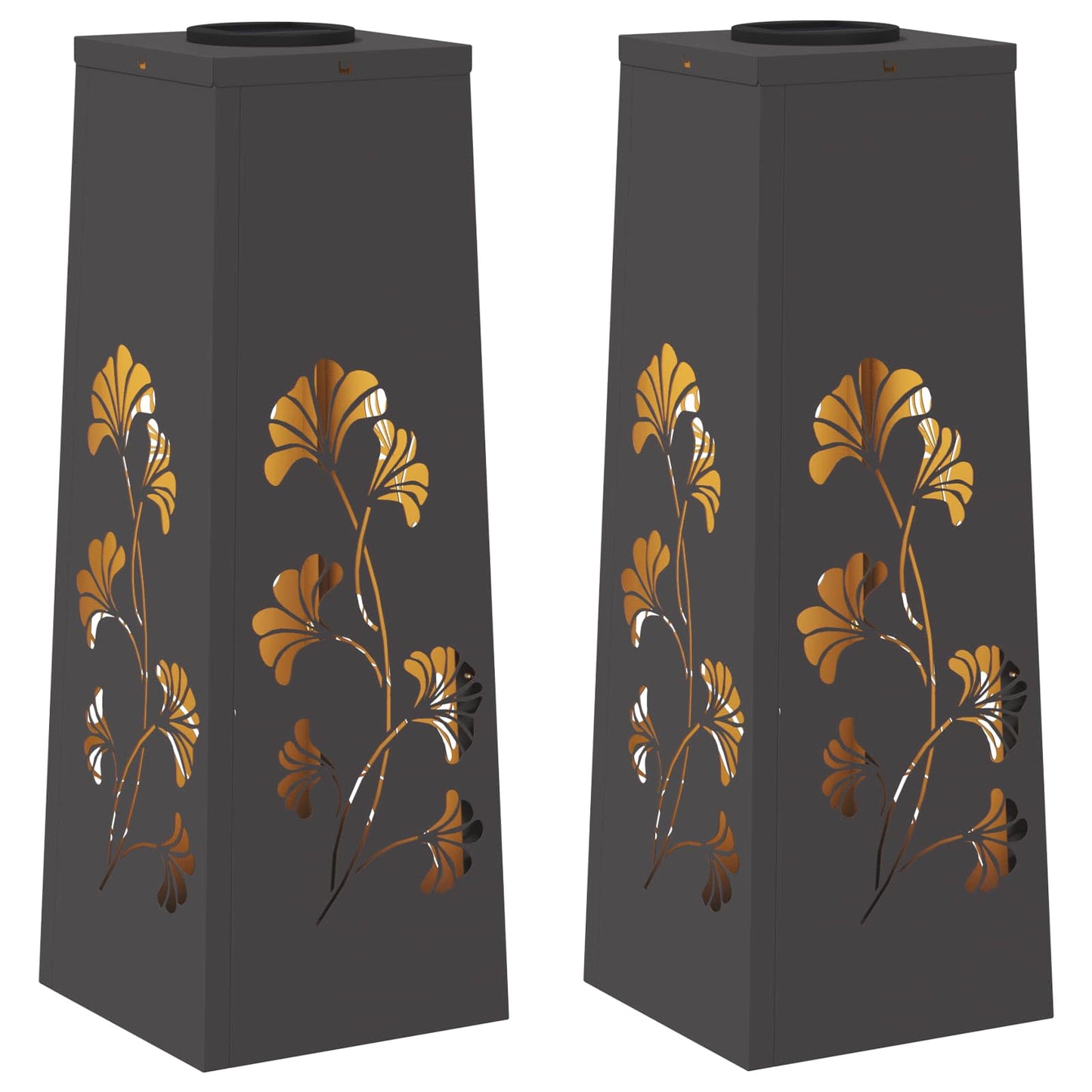 Solar LED Weg Licht 2 pcs Schwarz Kalt gewalzter Stahl