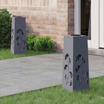 Solar LED Weg Licht 2 pcs Anthrazit Kalt gewalzter Stahl