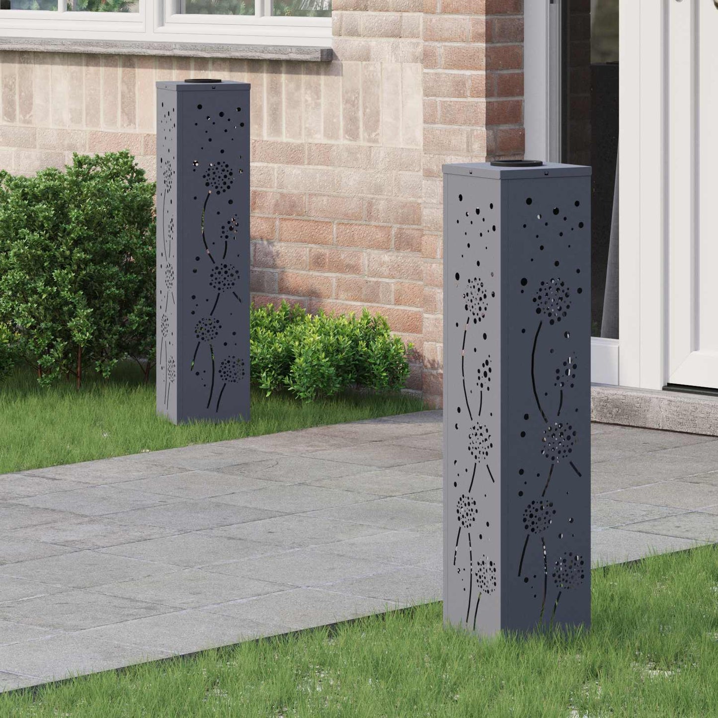 Solar LED Weg Licht 2 pcs Anthrazit Kalt gewalzter Stahl