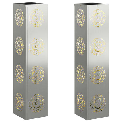 Solar LED Weg Licht 2 pcs Silber Galvanisiertes Stahl