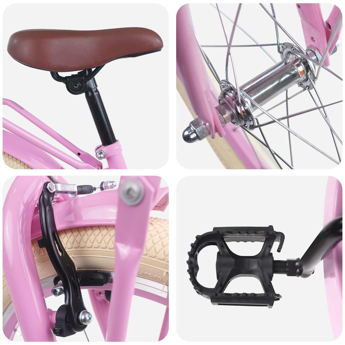 Kinderfahrrad 22 Zoll für 7-12 Jahre alt Hellrosa