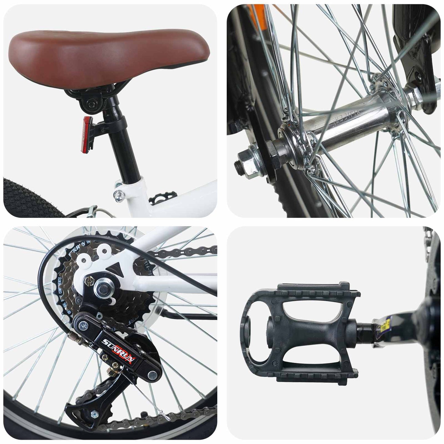 Kids Mountain Bike 20 Zoll 6-Speed für 5-8 Jahre alt Weiß