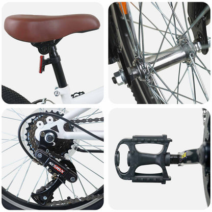 Kids Mountain Bike 24 Zoll 6-Speed für 8-12 Jahre alt Weiß