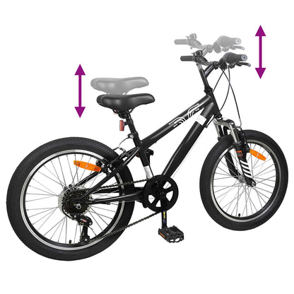 Kids Mountain Bike 20 Zoll 6-Speed für 5-8 Jahre alt Schwarz