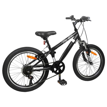 Kids Mountain Bike 24 Zoll 6-Speed für 8-12 Jahre alt Schwarz