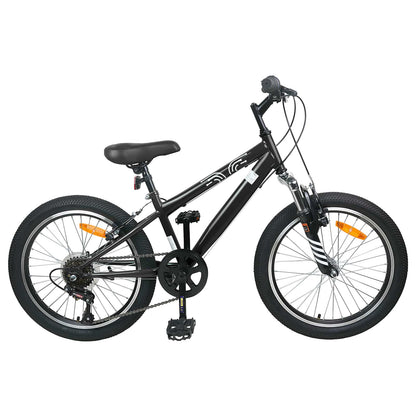 Kids Mountain Bike 24 Zoll 6-Speed für 8-12 Jahre alt Schwarz