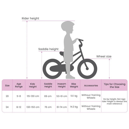 Kids Mountain Bike 24 Zoll 6-Speed für 8-12 Jahre alt Schwarz