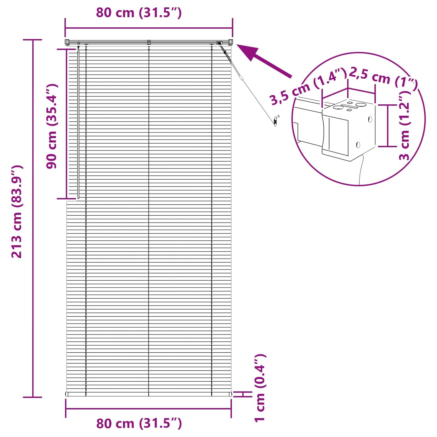 Venetianer Jalousie Verstellbar Silber Grau 213 x 80 cm PVC