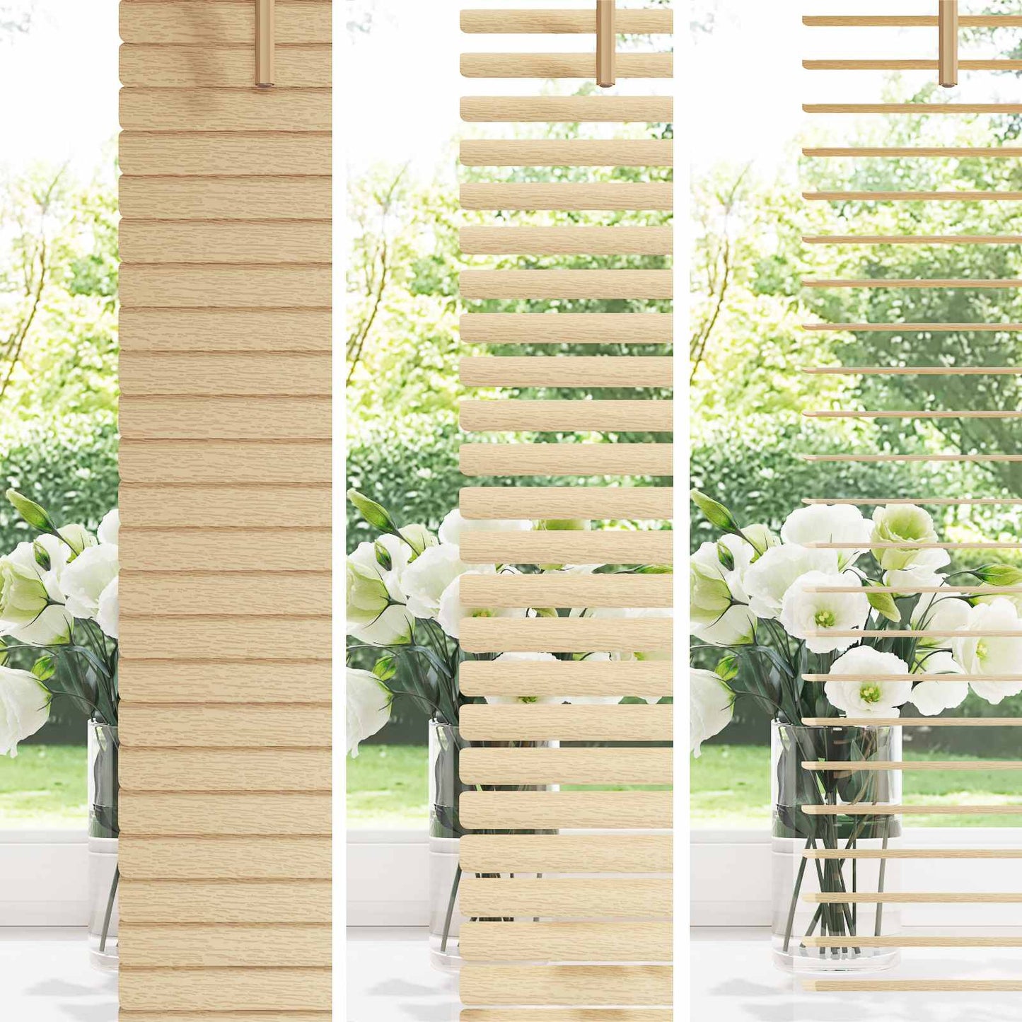 Venetianer Jalousie Hellbraun mit Muster 150 x 150 cm PVC