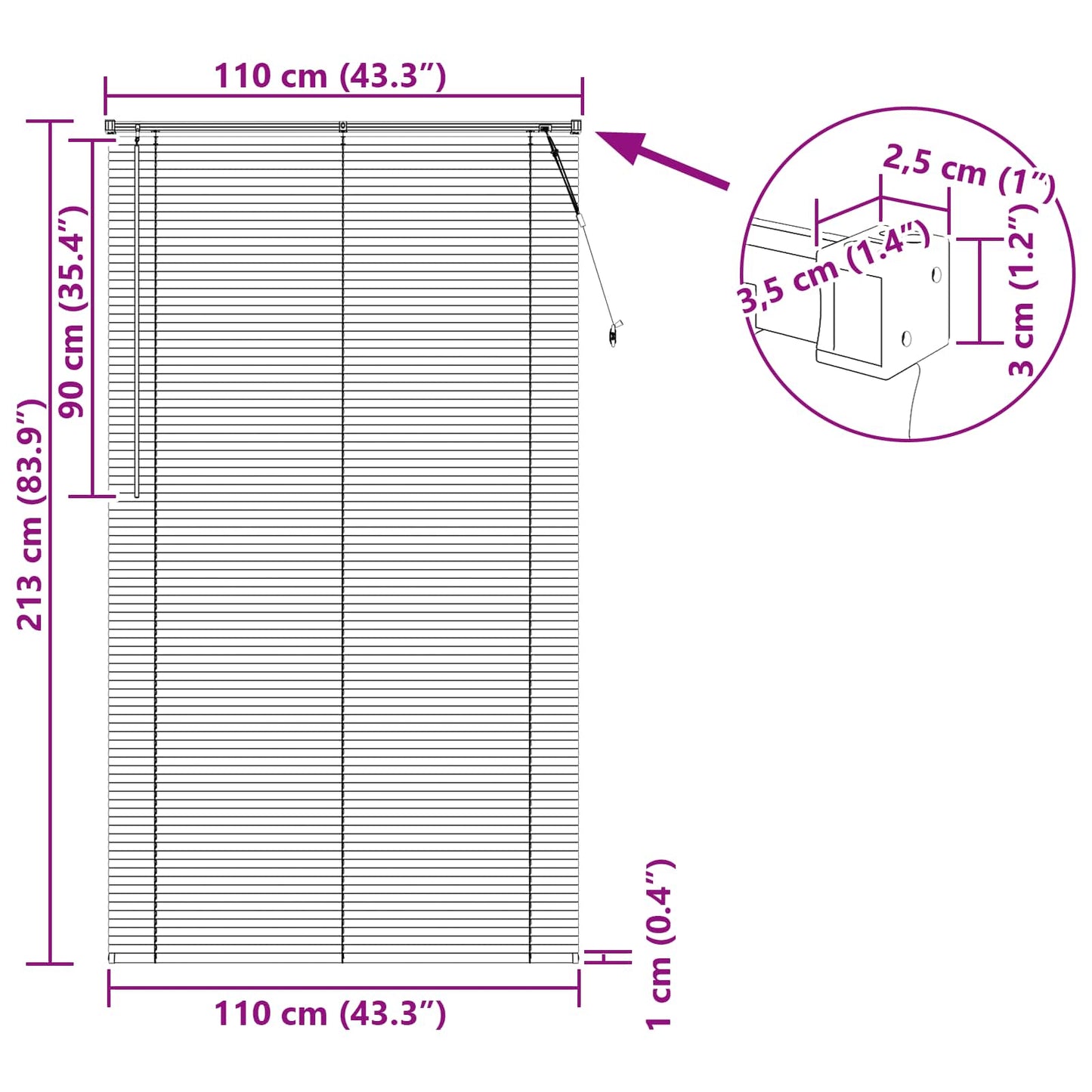 Venetianer Jalousie Hellbraun mit Muster 213 x 110 cm PVC