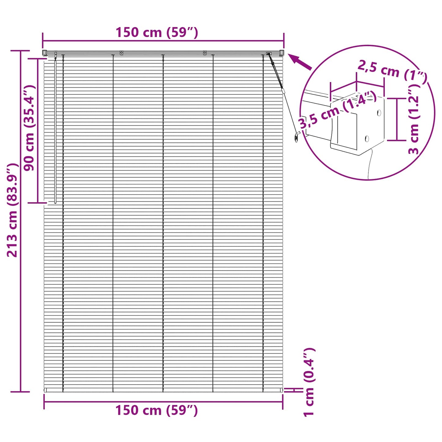 Venetianer Jalousie Hellbraun mit Muster 213 x 150 cm PVC