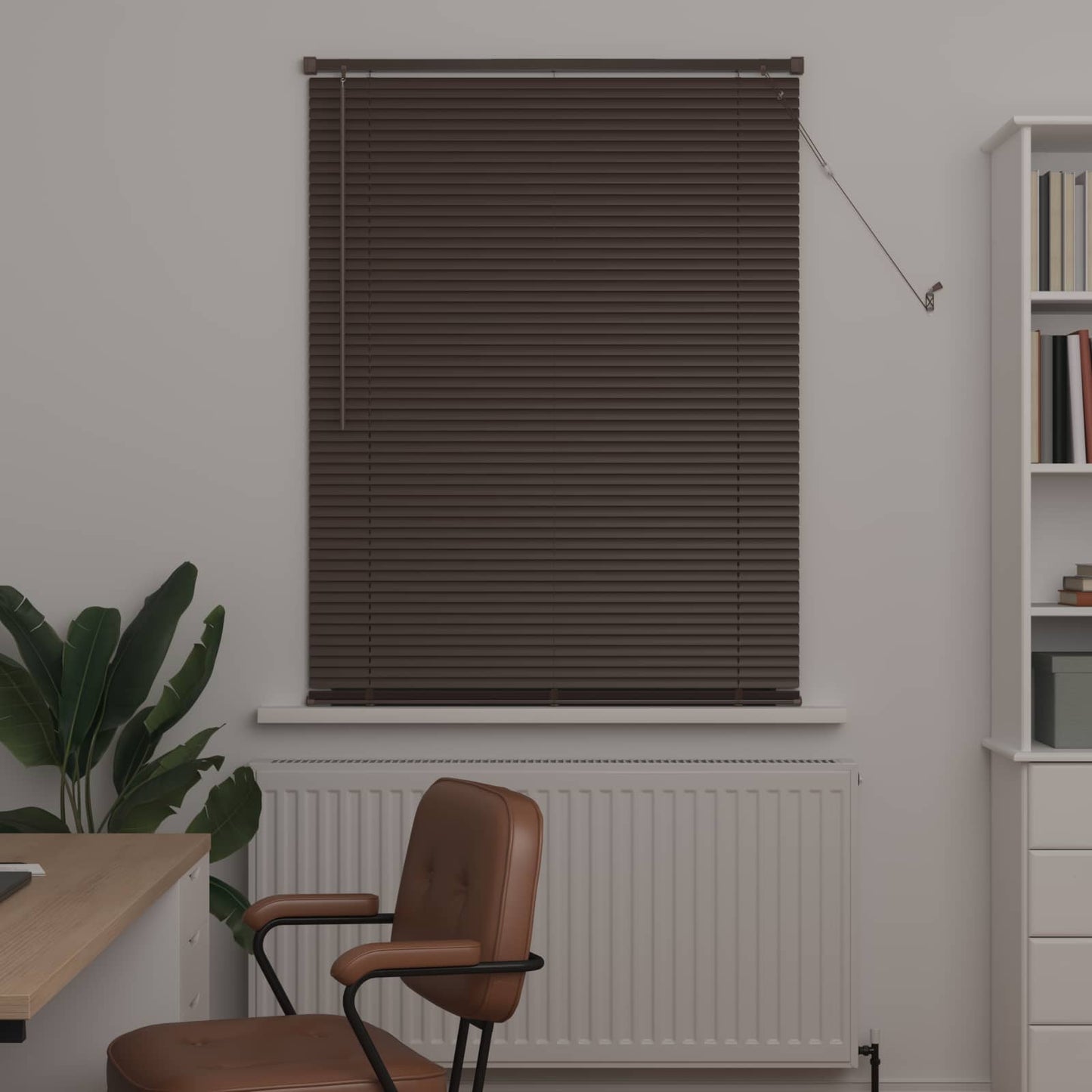 Venetianer Jalousie Dunkelbraun mit Muster 150 x 90 cm PVC