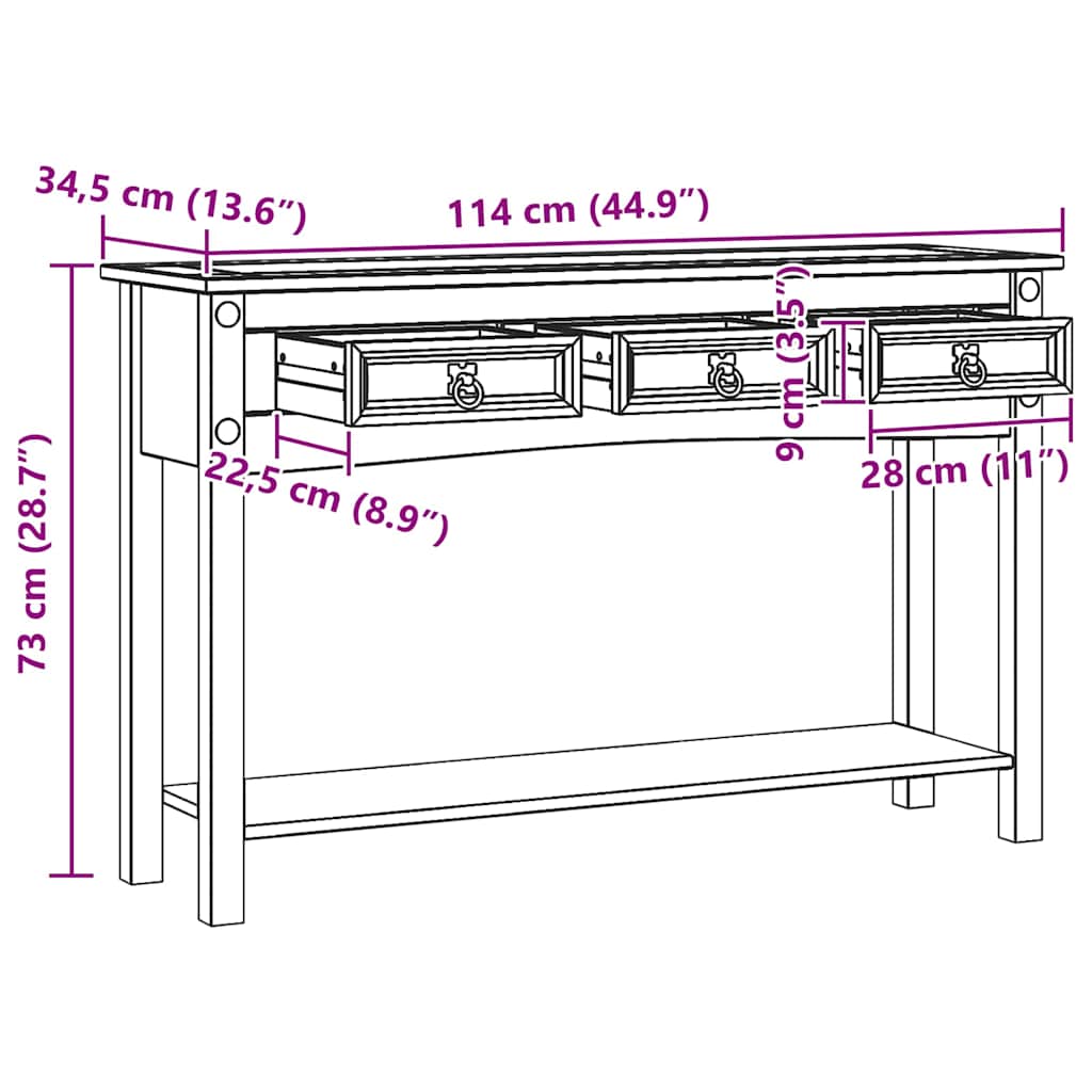 Beistelltisch mit Schubladen Corona Weiß 114 x 34,5 x 73 cm