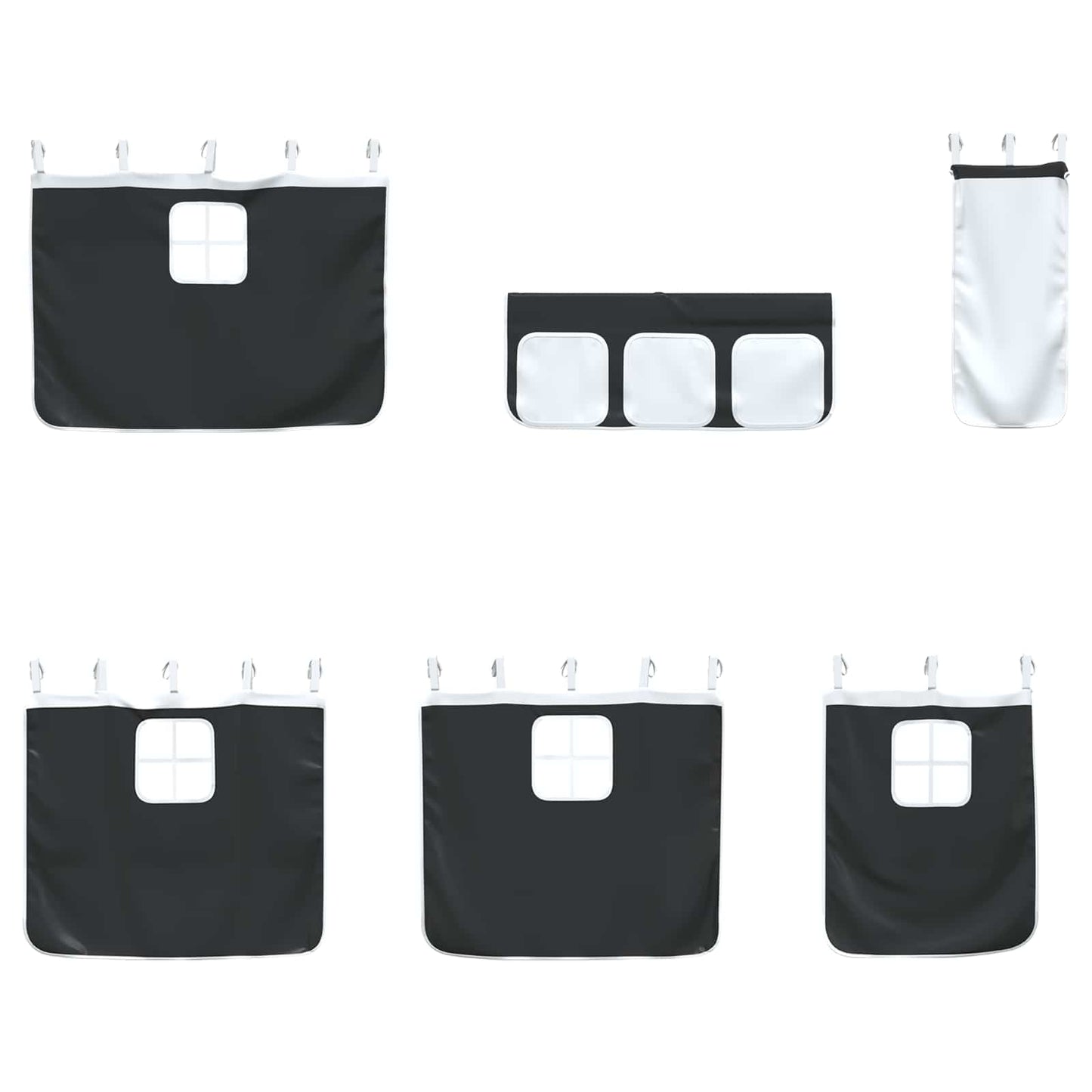 Kinder Loft Bettgestell mit Vorhängen Schwarz 107 x 201 cm