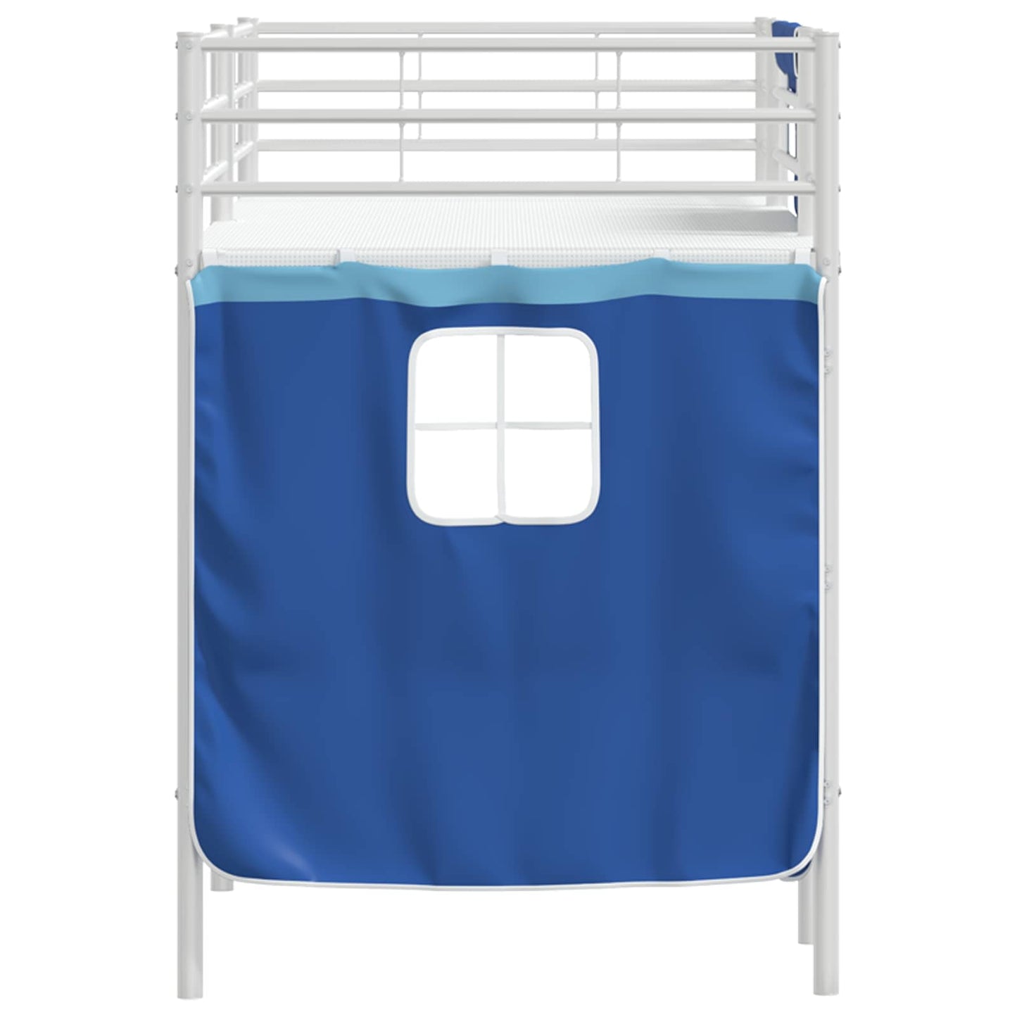 Kinder Loft Bettgestell mit Vorhängen Weiß und Blau 75 x 190 cm