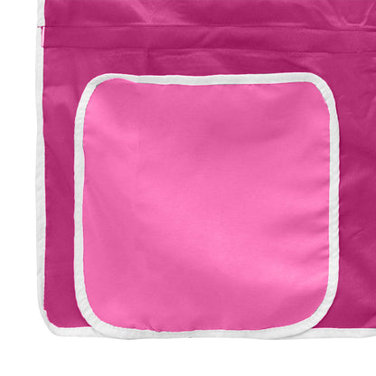 Kinder Loft Bettgestell mit Vorhängen Weiß und Rosa 90 x 200 cm