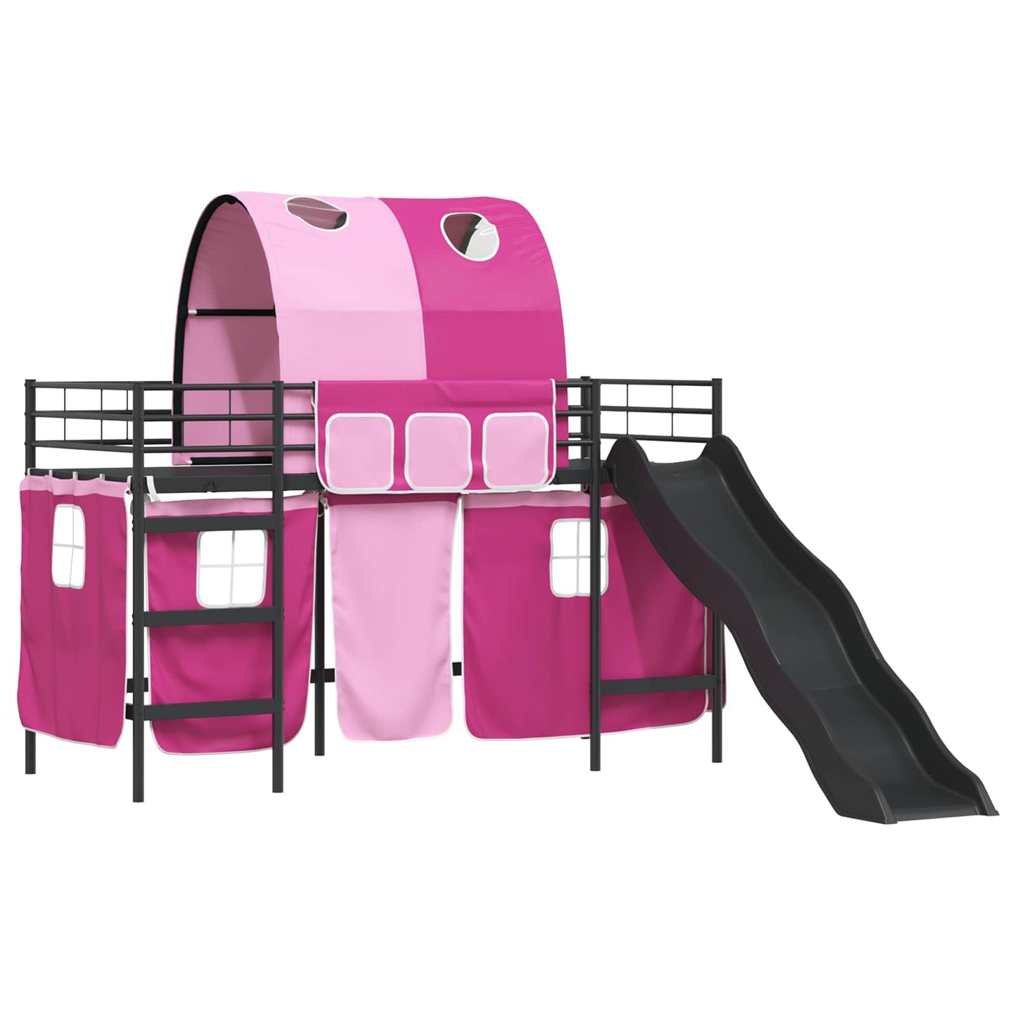 Kinder-Etagenbett Schwarz und Pink 90 x 190 cm Metall