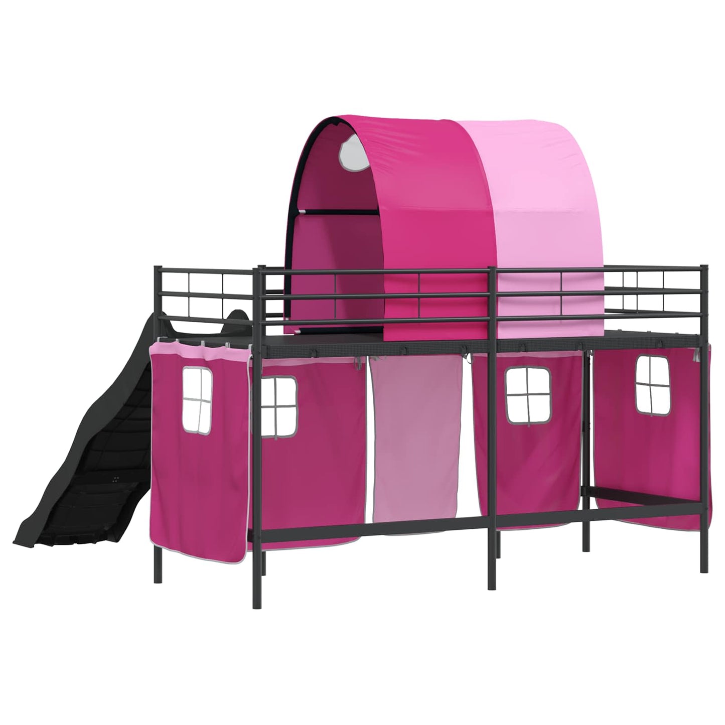 Kinder-Etagenbett Schwarz und Pink 90 x 190 cm Metall
