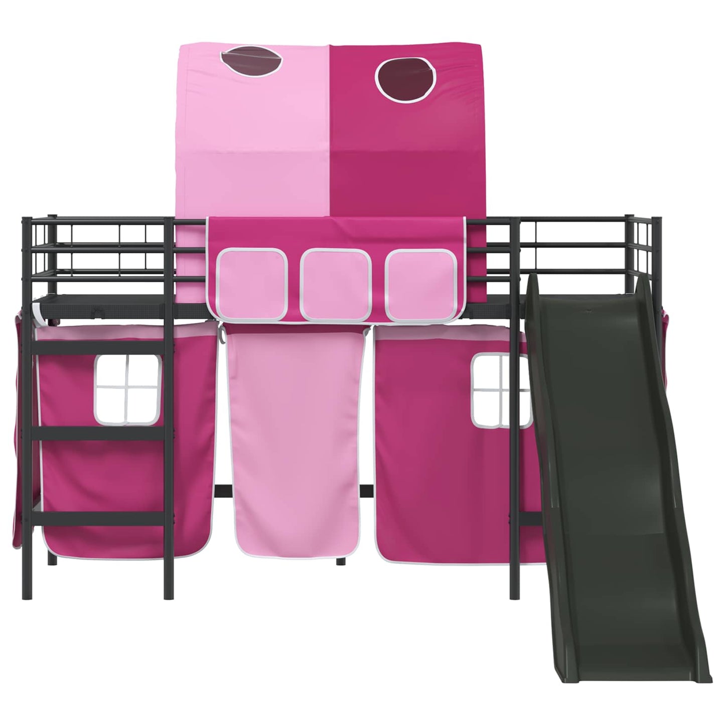 Kinder-Etagenbett Schwarz und Pink 90 x 190 cm Metall