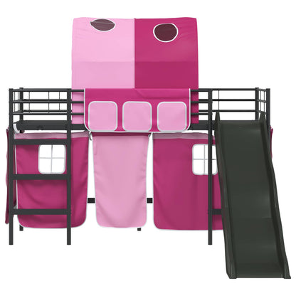Kinder-Etagenbett Schwarz und Pink 90 x 190 cm Metall