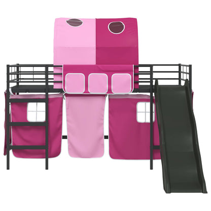 Kinder-Etagenbett Schwarz und Pink 99,5 x 200 cm Metall