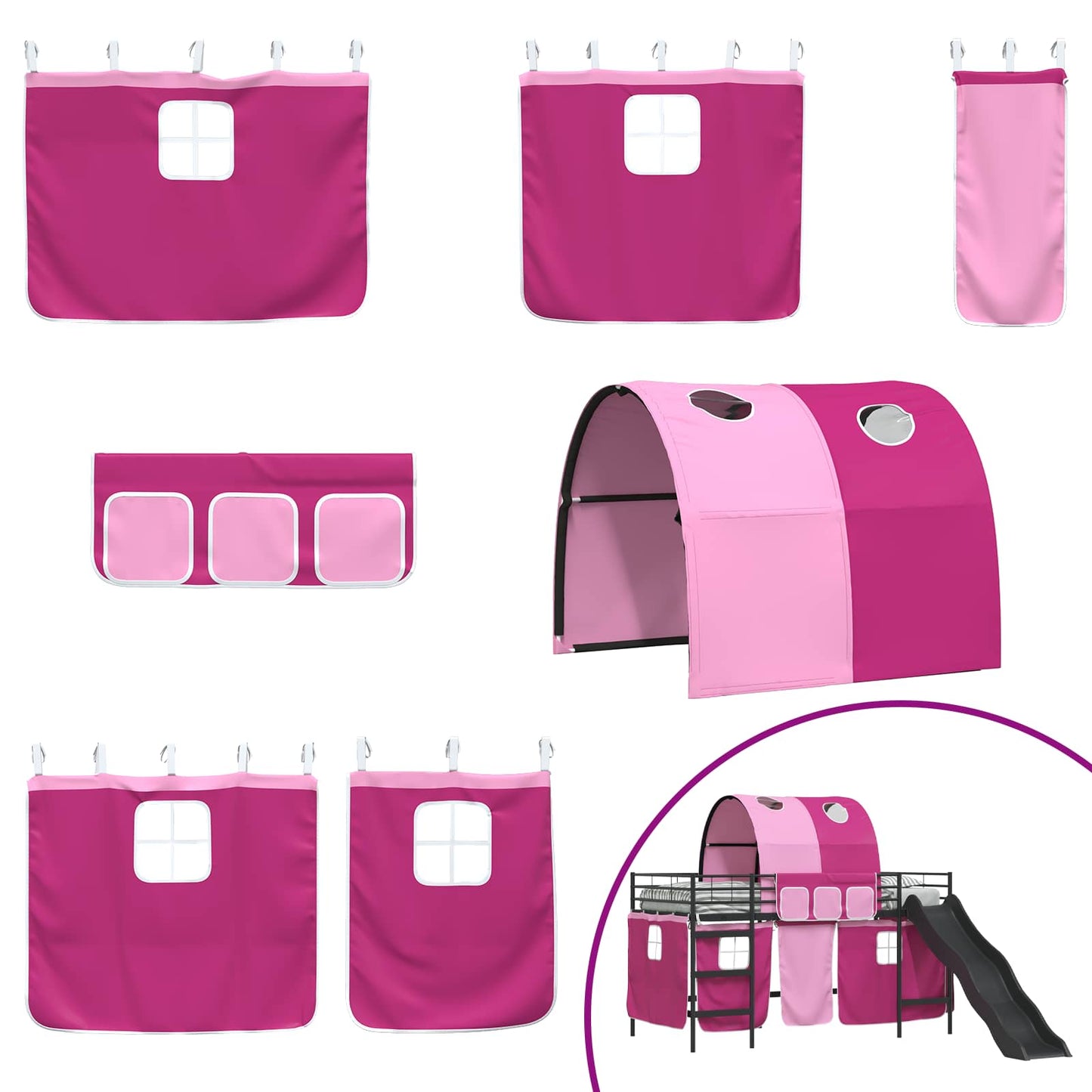 Kinder-Etagenbett Schwarz und Pink 99,5 x 200 cm Metall