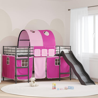 Kinder-Etagenbett Schwarz und Pink 107 x 200 cm Metall