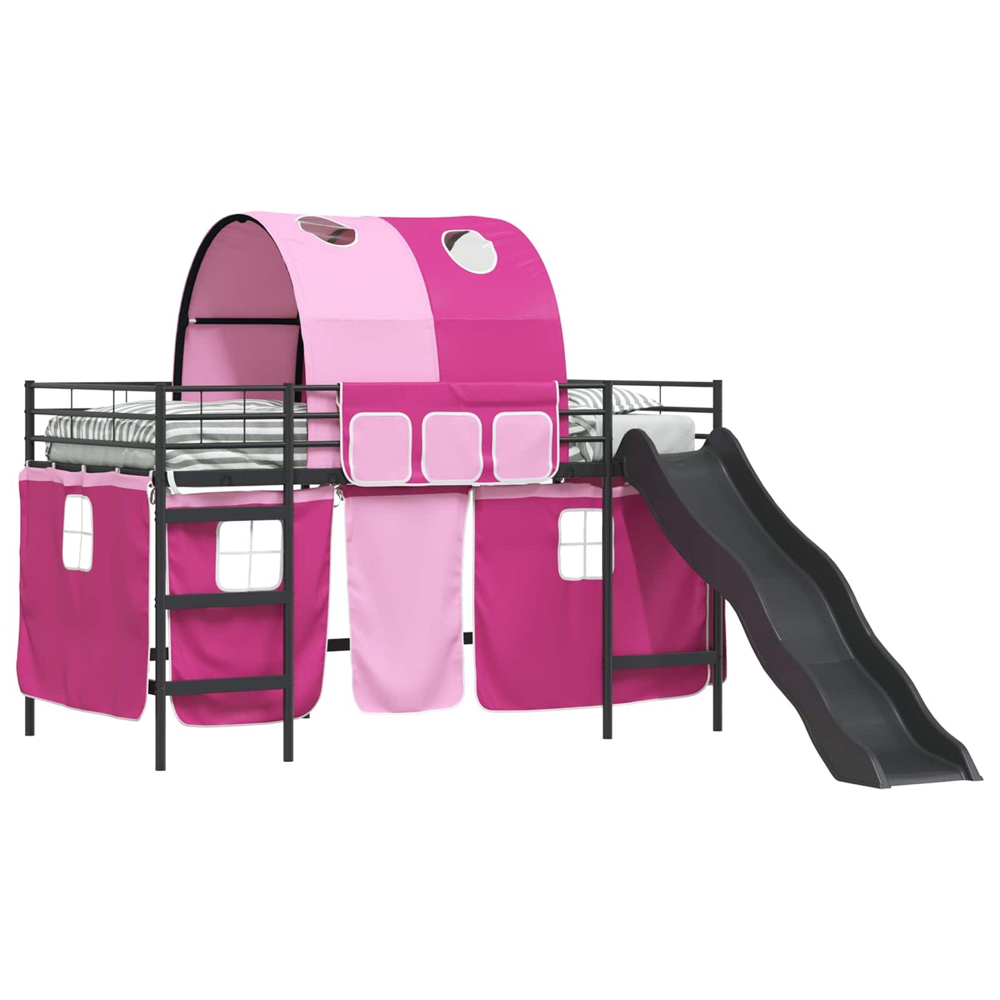 Kinder-Etagenbett Schwarz und Pink 107 x 200 cm Metall