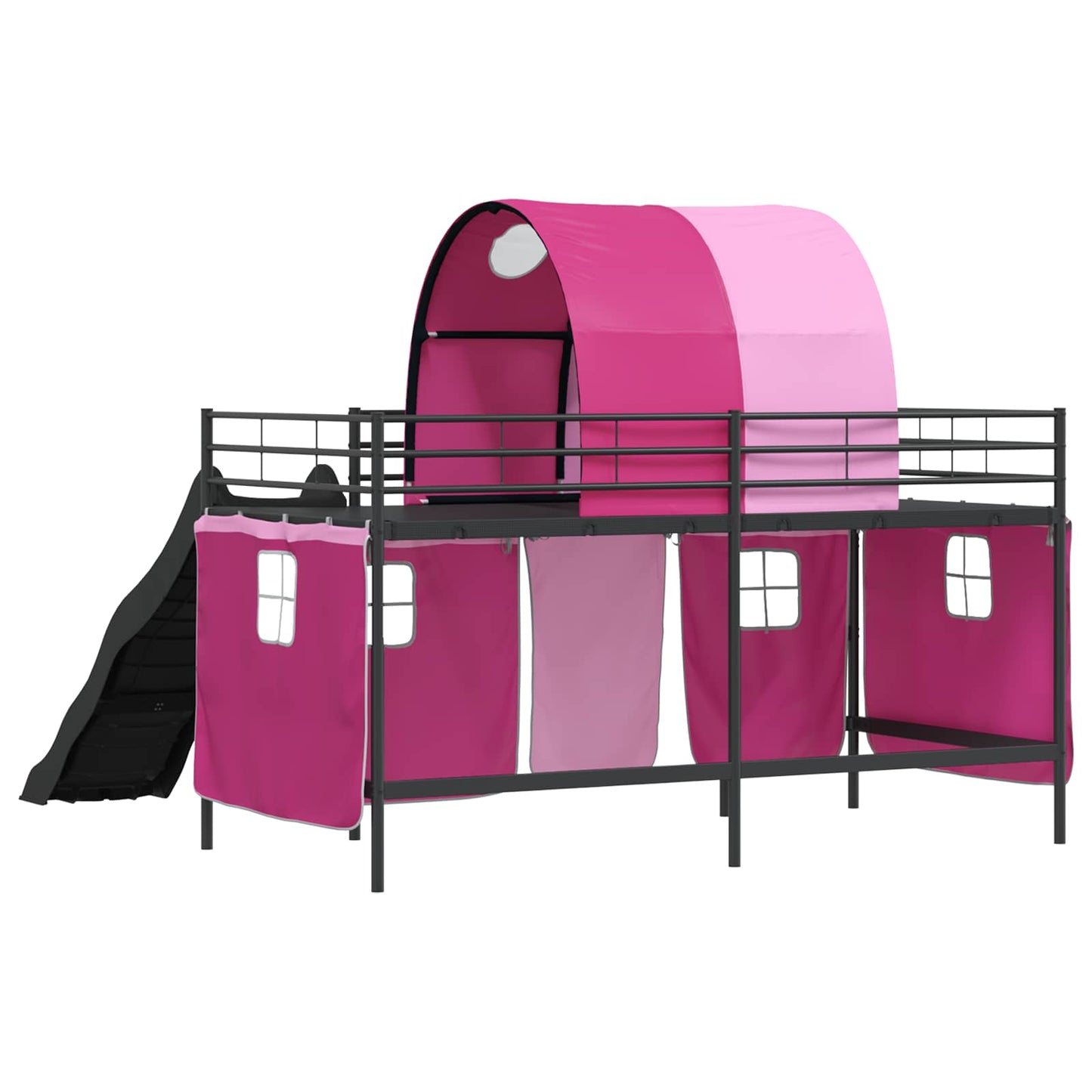 Kinder-Etagenbett Schwarz und Pink 107 x 200 cm Metall