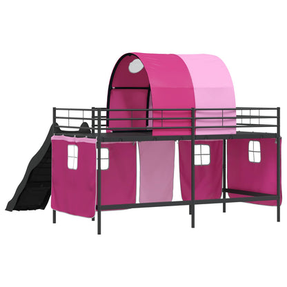 Kinder-Etagenbett Schwarz und Pink 107 x 200 cm Metall