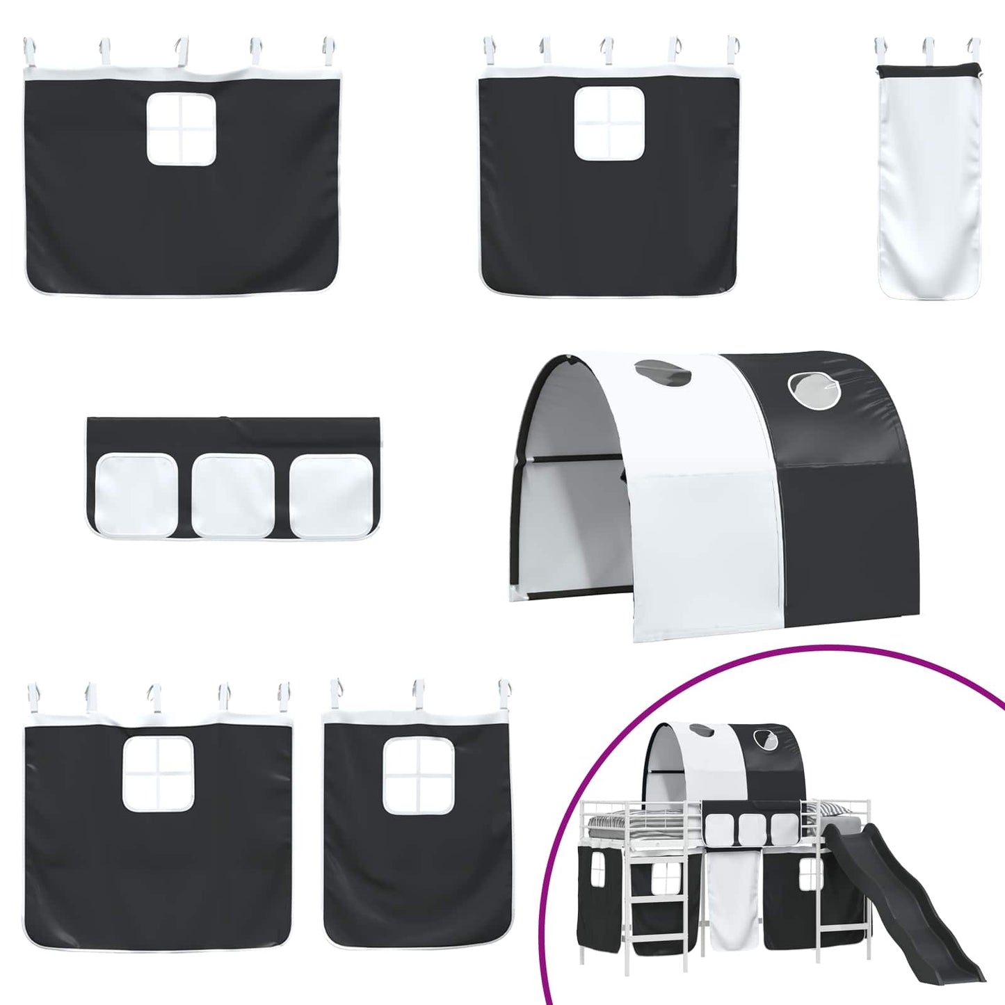 Kinder-Etagenbett Weiß und Schwarz 90 x 190 cm Metall